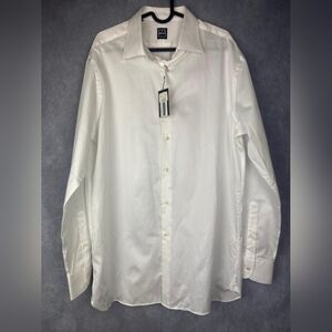 IKE BEHAR Men's Sz 16 1/2 Button Down office career Shirt Long Sleeve‎  White